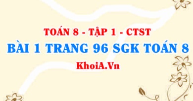 Bài 1 trang 96 SGK Toán 8 Tập 1 Chân trời sáng tạo